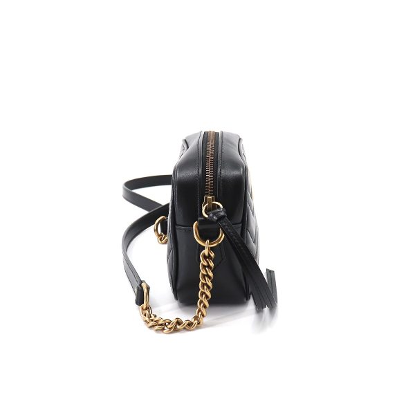 3 Gucci GG Marmont Quilting Mini Chain Shoulder Bag Leather Black