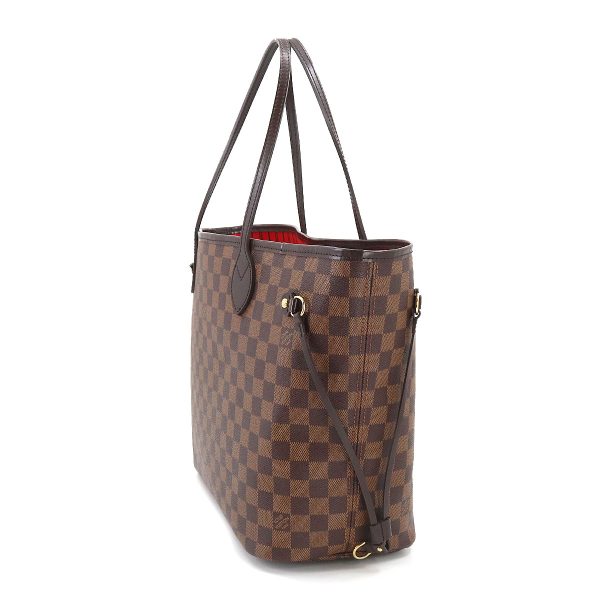 3 Louis Vuitton Damier Neverfull MM Tote Bag Ebene Brown Cerise Gold Metal Fittings