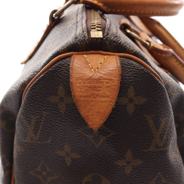 3 Louis Vuitton Speedy 25 Monogram Handbag Leather Brown