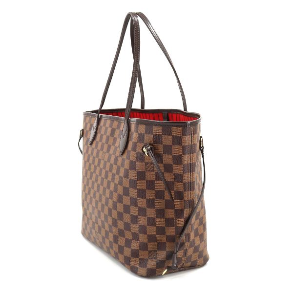 3 Louis Vuitton Damier Neverfull MM Tote Bag Ebene Cerise Brown Gold Hardware