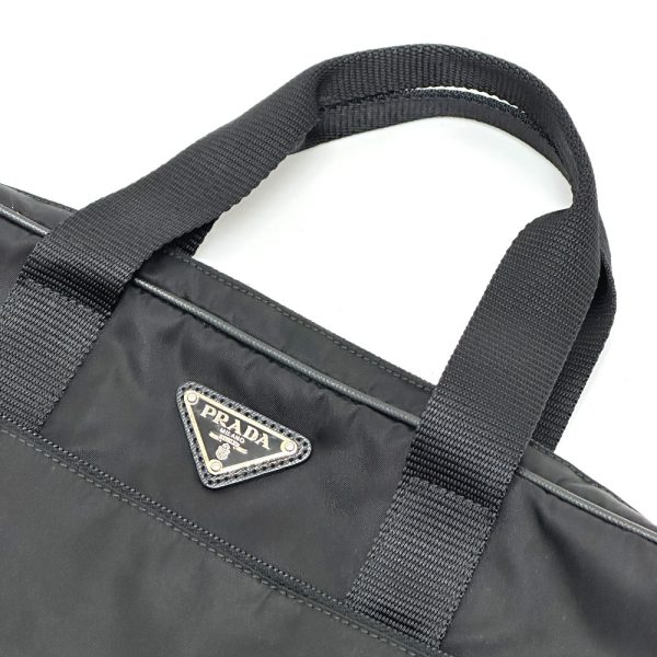 3 Prada Triangle Handbag Business Bag Nylon Black