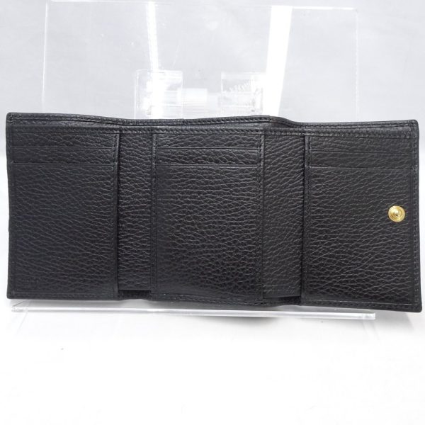 3 Gucci Compact Wallet Tri fold Petit Marmont Leather Black