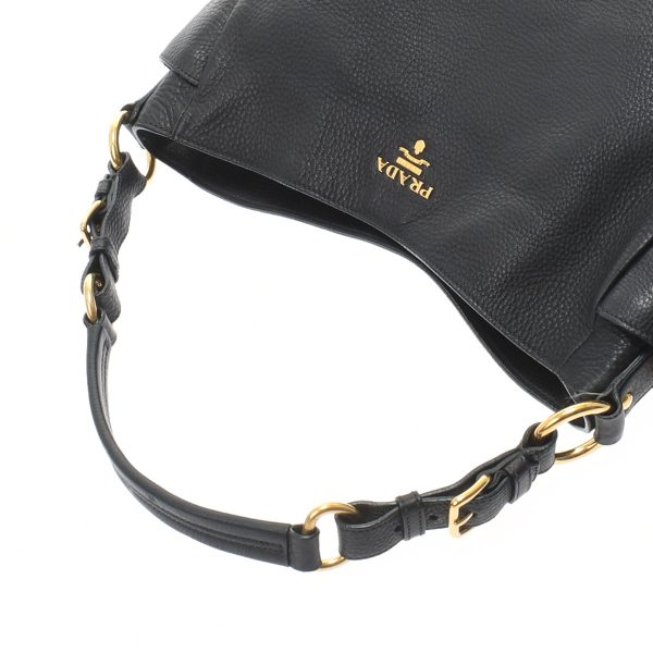 3 Prada Shoulder Bag Gold Hardware Leather Black