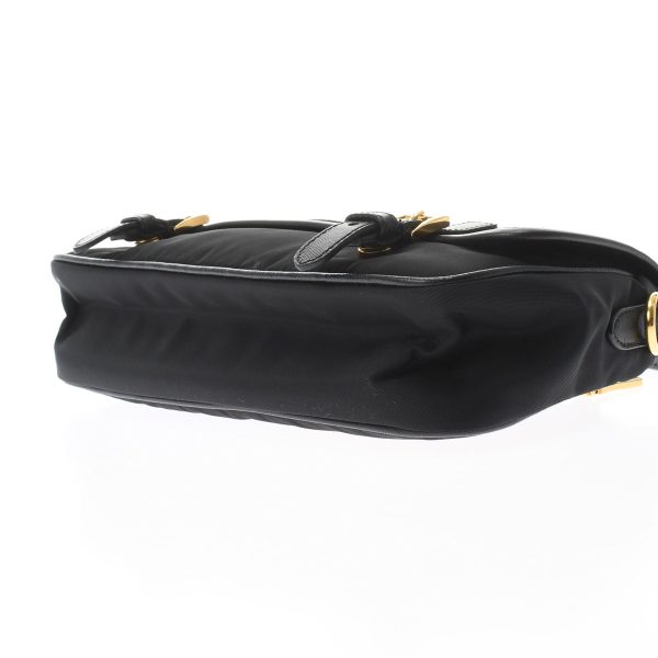 3 Prada Shoulder Pouch Gold Hardware Nylon Pouch Black