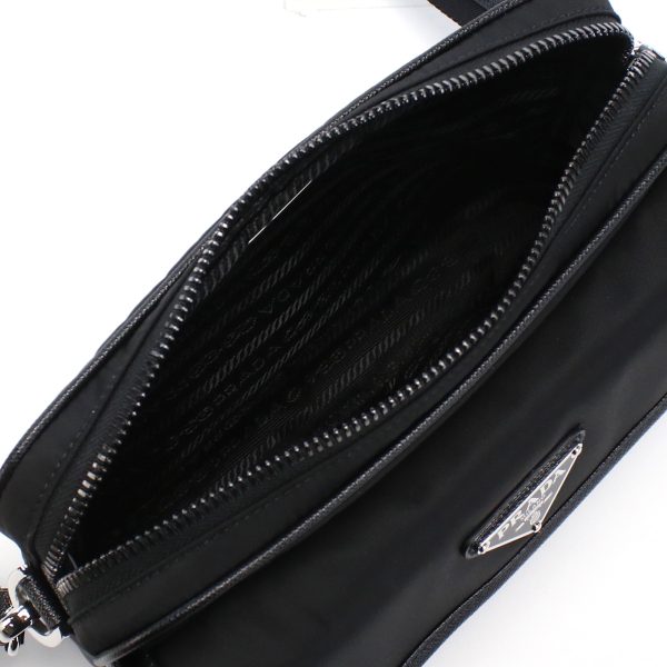 3 Prada Diagonal Shoulder Bag Triangle Logo Nero Black