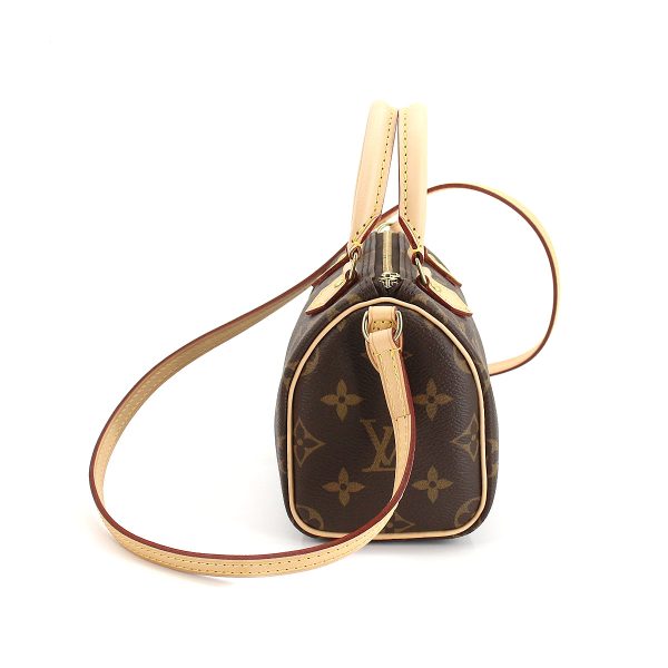 3 Louis Vuitton Monogram Nano Speedy 2 Way Hand Shoulder Bag Brown