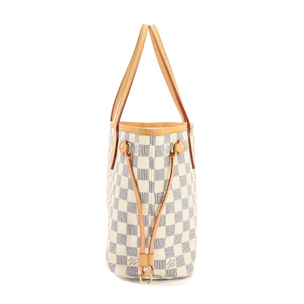 3 Louis Vuitton Damier Azur Neverfull PM Tote Bag White