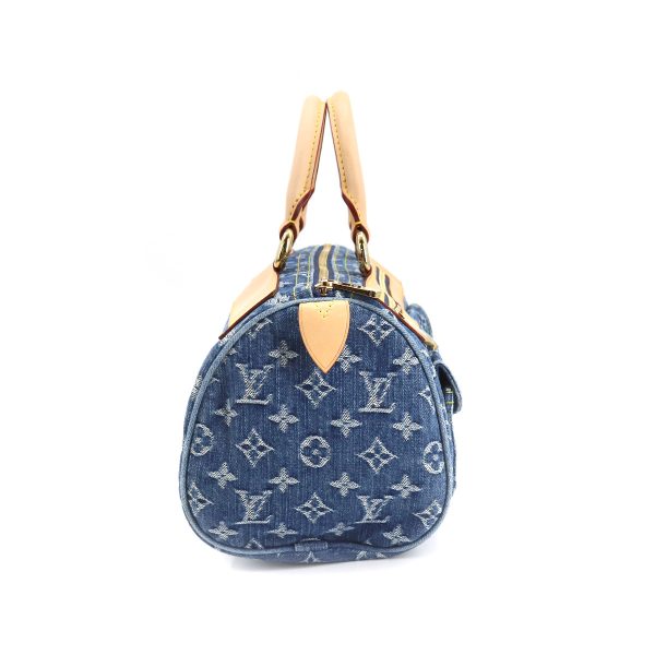 3 Louis Vuitton Monogram Denim Neo Speedy Hand Bag Canvas Leather Blue