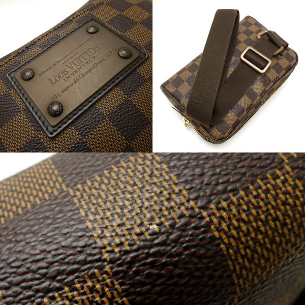 3 Louis Vuitton Damier Brooklyn Ebene Body Bag Waist Pouch Brown