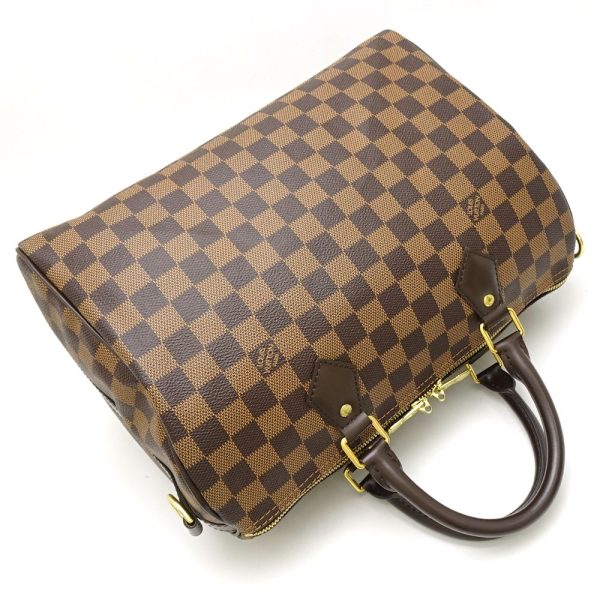 3 Louis Vuitton Damier Speedy Bandouliere 30 Ebene Boston Bag Brown