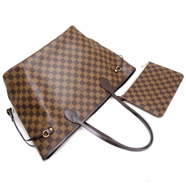 3 Louis Vuitton Damier Neverfull MM Rose Ballerine Tote Bag Brown