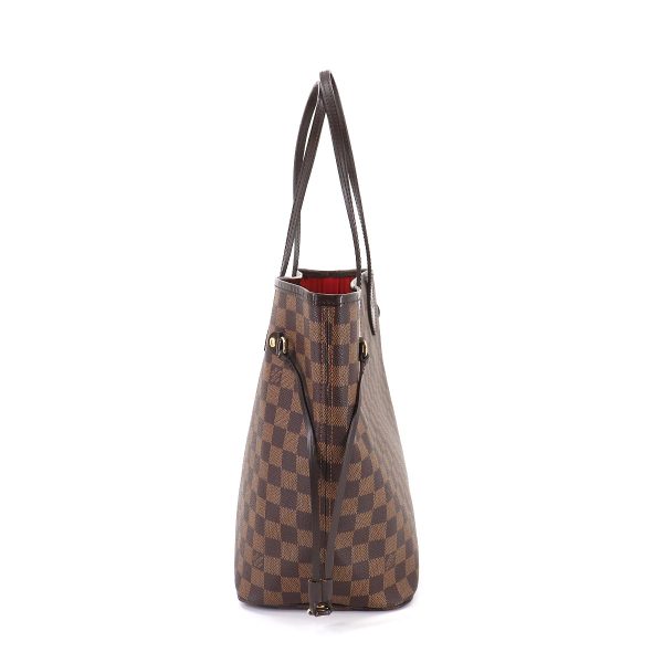 3 Louis Vuitton Damier Neverfull MM Tote Bag Ebene Series Brown Gold Metal Fittings