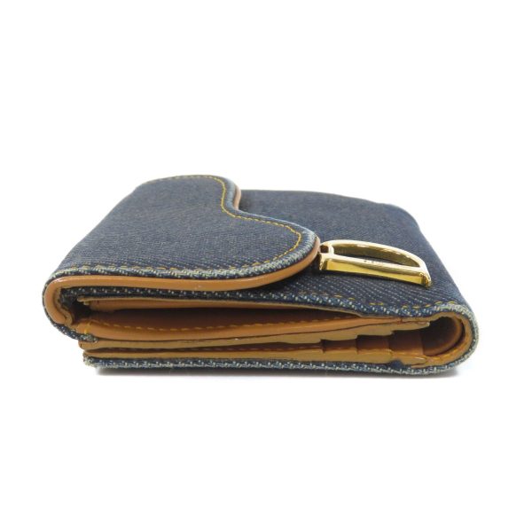 35120024 3 Christian Dior Saddle Flap Bifold Wallet Coin Purse Denim