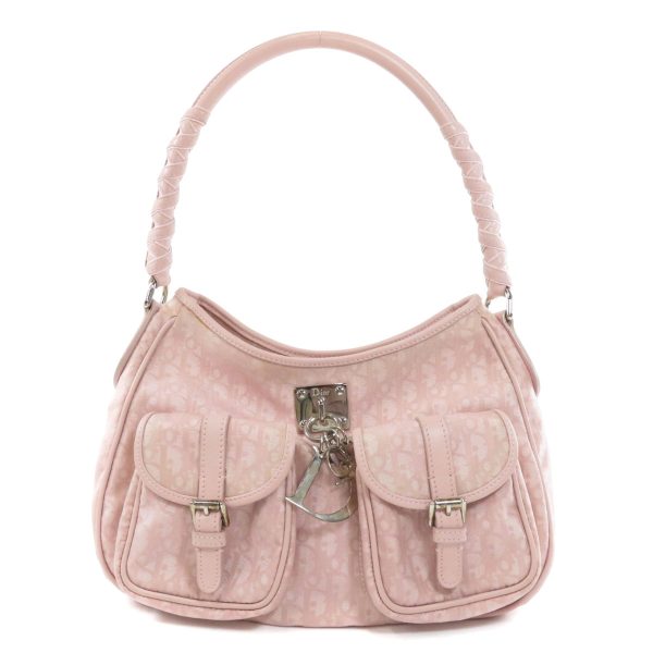 35718003 1 Christian Dior Trotter Shoulder Bag Canvas Leather Pink