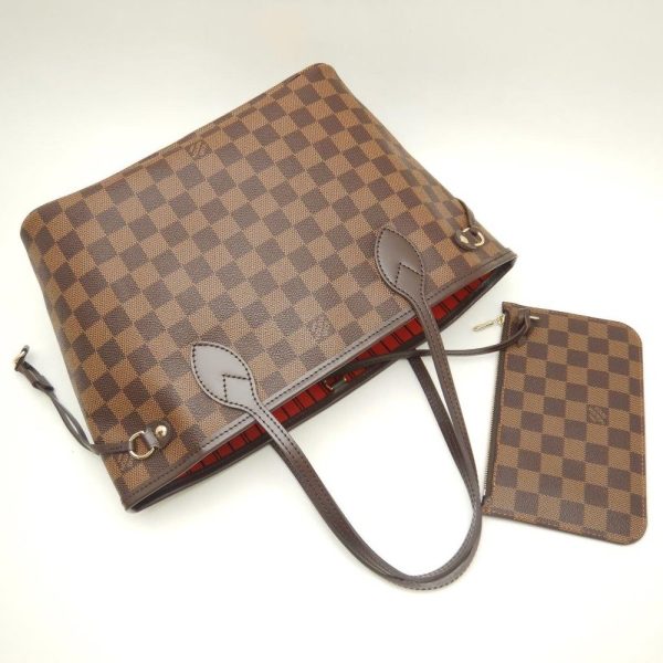 4 Louis Vuitton Damier Neverfull PM Ebene Tote Bag Brown