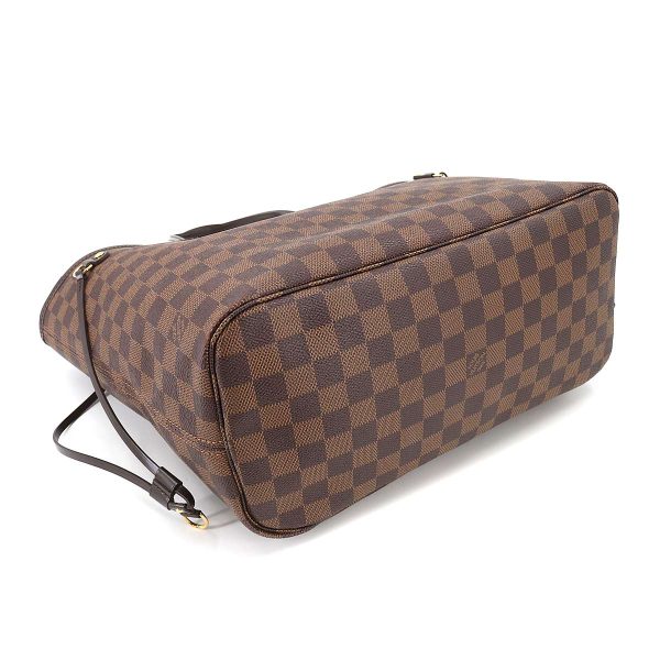 4 Louis Vuitton Damier Neverfull MM Tote Bag Ebene Brown Cerise Gold Metal Fittings