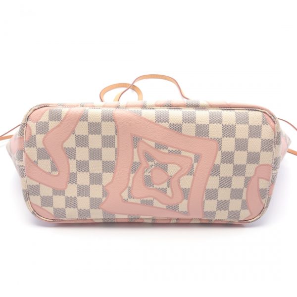 4 Louis Vuitton Neverfull MM Damier Azur Shoulder Bag Graffiti White Pink