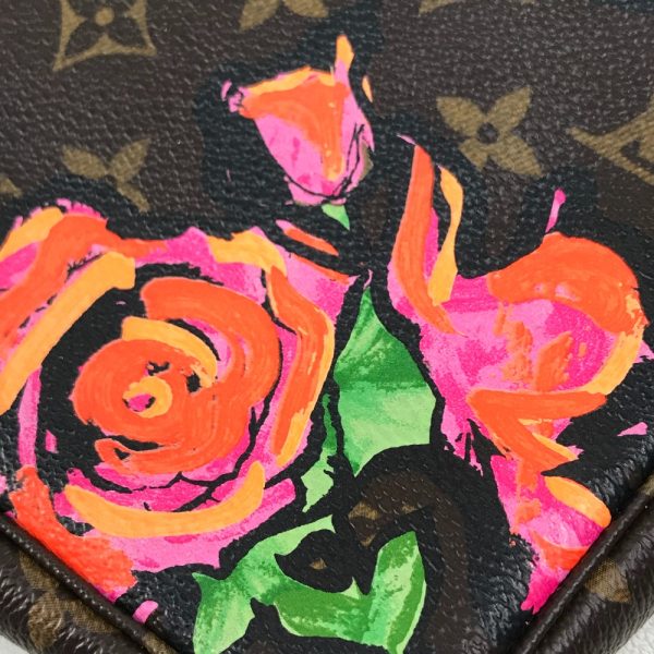 4 Louis Vuitton Monogram Rose Pochette Accessoire Bag Brown