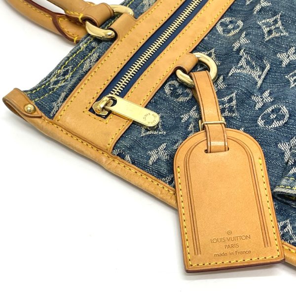 4 Louis Vuitton Monogram Denim Flat Shopper Tote Bag Blue