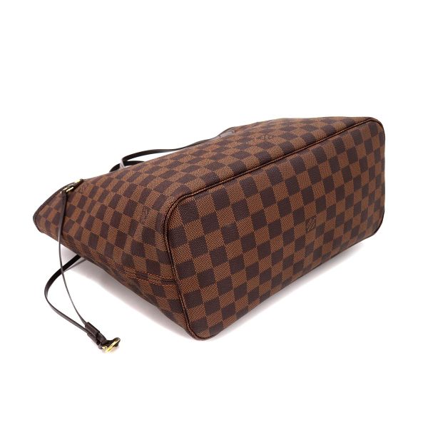 4 Louis Vuitton Damier Neverfull MM Tote Bag Ebene Cerise Brown Gold Hardware