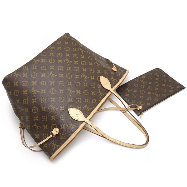 4 Louis Vuitton Monogram Neverfull MM Brown Beige Tote Bag