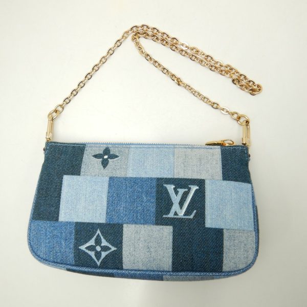 4 Louis Vuitton Denim Monogram Multi Pochette Accessoire Blue Red