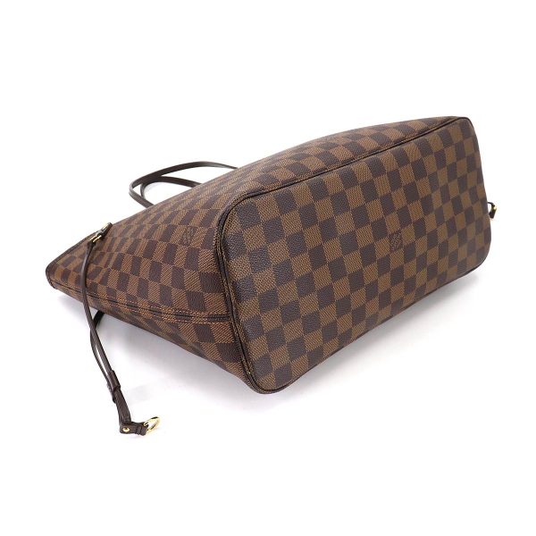 4 Louis Vuitton Damier Neverfull MM Tote Bag Ebene Series Brown Gold Metal Fittings