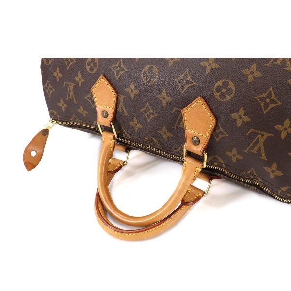 4 Louis Vuitton Monogram Speedy 35 Hand Bag Brown Gold Hardware