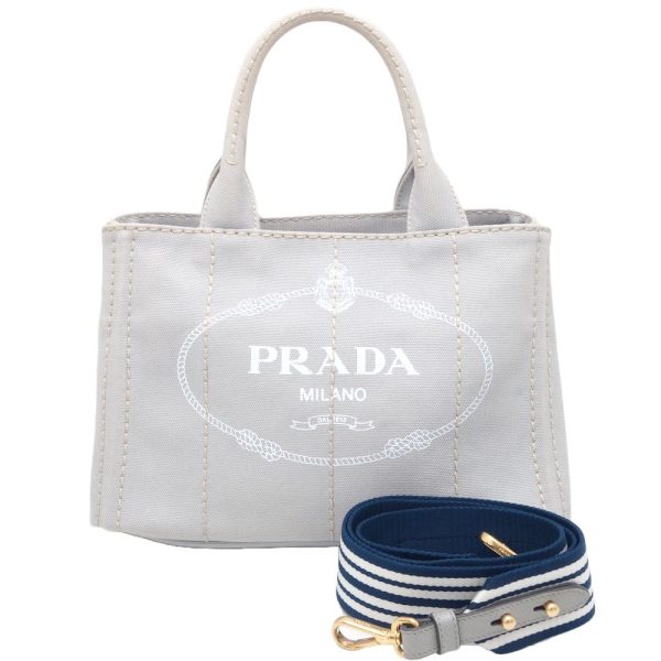 450002 1 Prada Canapa Tote Bag Canvas Nube Bianco