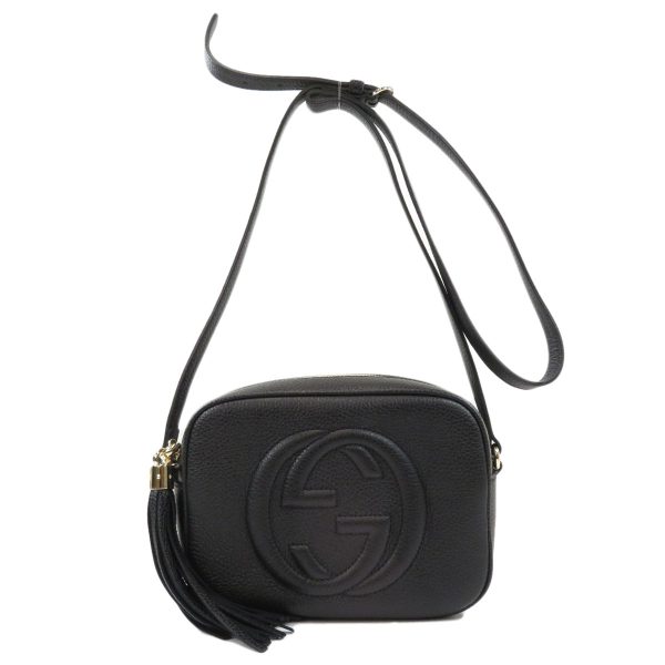 45710080 1 Gucci Soho Interlocking Shoulder Bag Leather Black