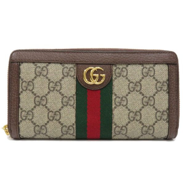 45902018 1 Gucci Round Zipper GG Sherry Line Long Wallet With Coin Purse Leather