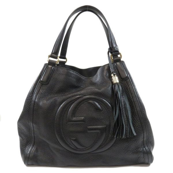 46114729 1 Gucci GG Tote Bag Calf Leather Black Handbag