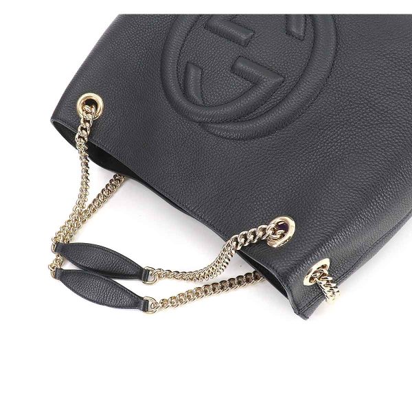 5 Gucci Interlocking GG Soho Chain Tote Bag Leather Black