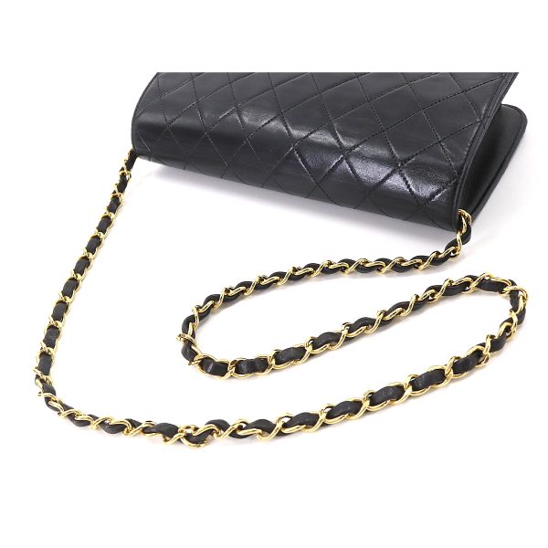 5 Chanel Matelasse Chain Shoulder Bag Leather Black Gold Metal Fittings