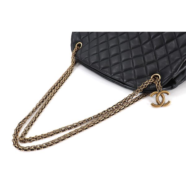 5 Chanel Mademoiselle Bowling Chain Shoulder Bag Leather Black