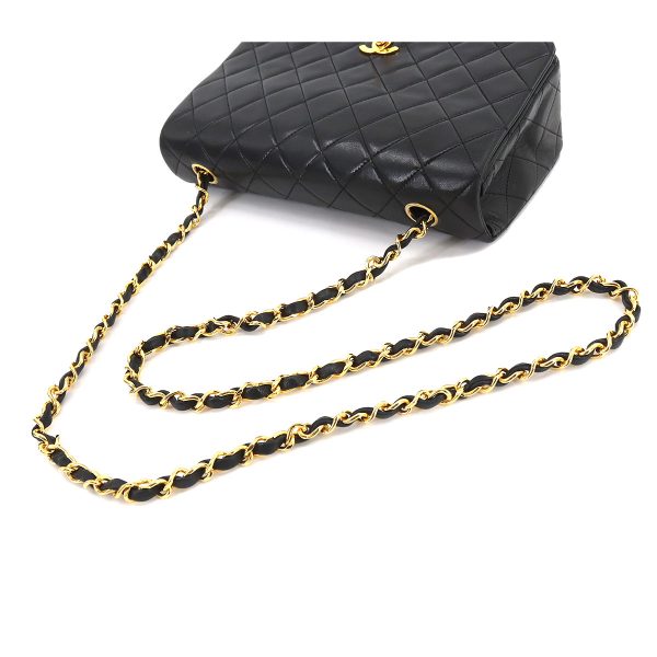 5 Chanel Matelasse Chain Shoulder Bag Leather Black Gold Metal Fittings