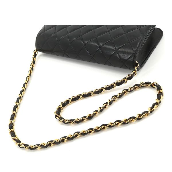 5 Chanel Matelasse Chain Shoulder Bag Leather Black Gold Hardware Push Lock