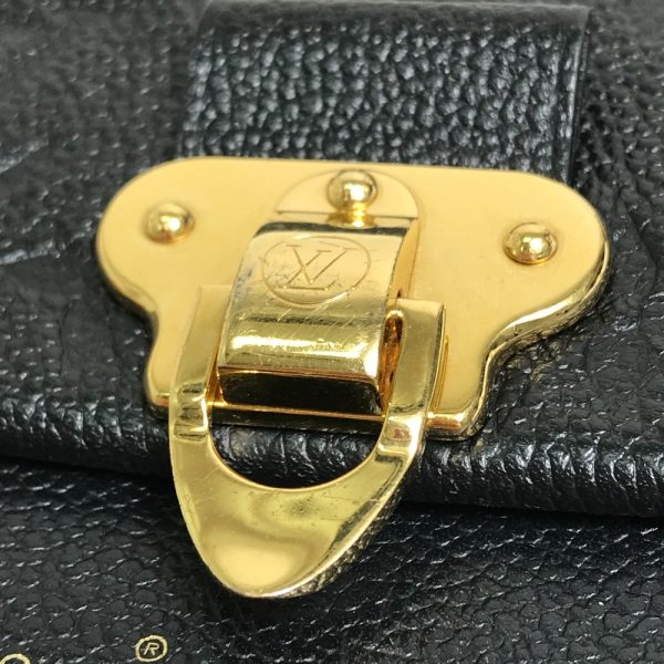 5 Louis Vuitton Monogram Emplant Portefeuille Chain Wallet Black