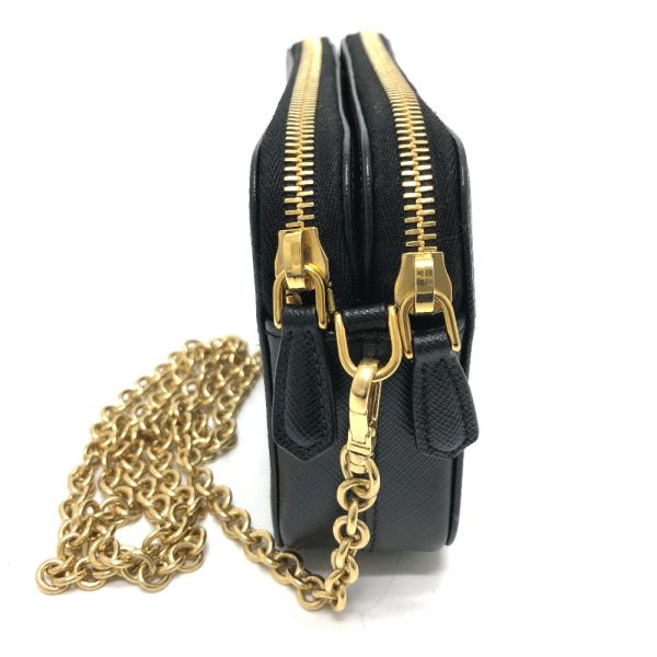 5 Prada Triangle Chain Bag Shoulder Bag Saffiano Black