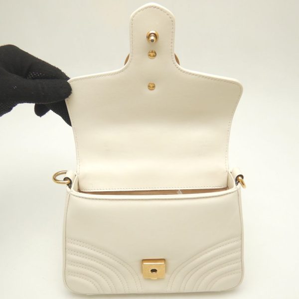 5 Gucci Mini Top Handle Handbag GG Marmont 2way Leather Ivory