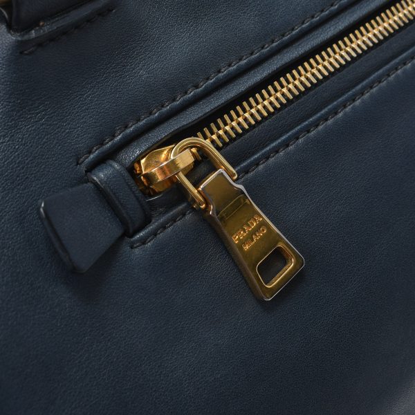 5 Prada Tote Bag Metal Fittings Leather 2way Bag Navy