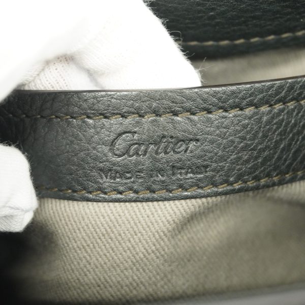 5 Cartier 2way Bag Leather Black Silver Metal Fittings