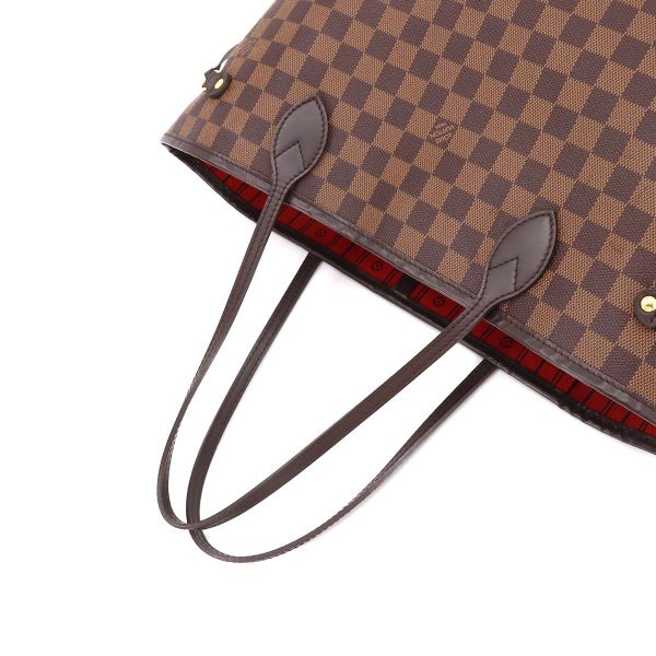 5 Louis Vuitton Damier Neverfull MM Tote Bag Ebene Cerise Brown Gold Hardware