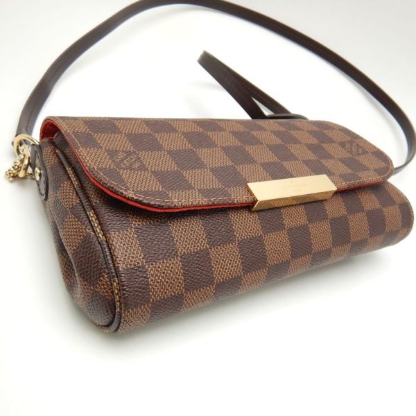 5 Louis Vuitton Damier Favorite PM Ebene 2WAY Bag Diagonal Brown