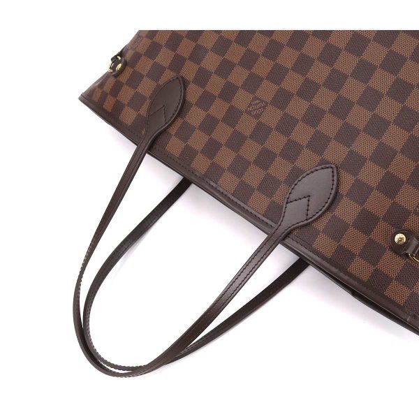 5 Louis Vuitton Damier Neverfull MM Tote Bag Ebene Cerise Brown Gold Hardware