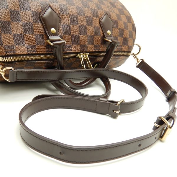 5 Louis Vuitton Damier Speedy Bandouliere 30 Ebene Boston Bag Brown