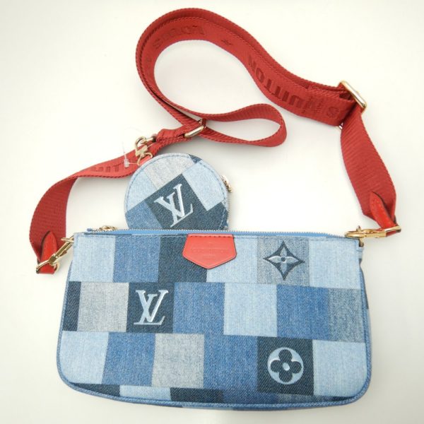 5 Louis Vuitton Denim Monogram Multi Pochette Accessoire Blue Red