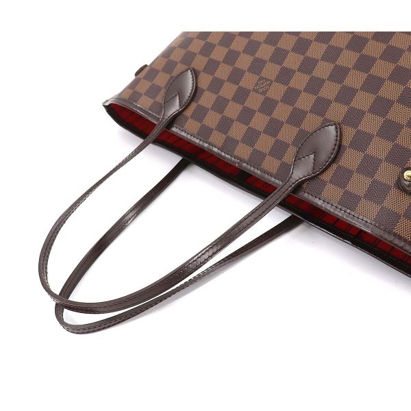 5 Louis Vuitton Damier Neverfull MM Tote Bag Ebene Series Brown Gold Metal Fittings