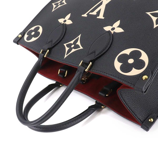 5 Louis Vuitton Monogram Implant On The Go MM 2 Way Tote Shoulder Bag Black Beige