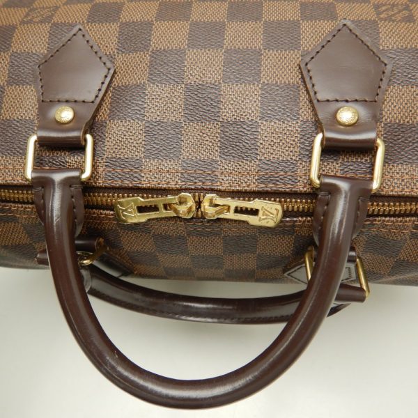 5 Louis Vuitton Damier Speedy Bandouliere 30 Ebene Boston Bag Brown